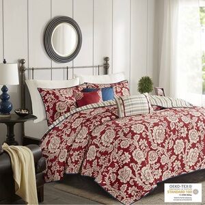 NEW! Madison Park Red & Blue 6pc Coverlet Set for Full/Queen Bedding